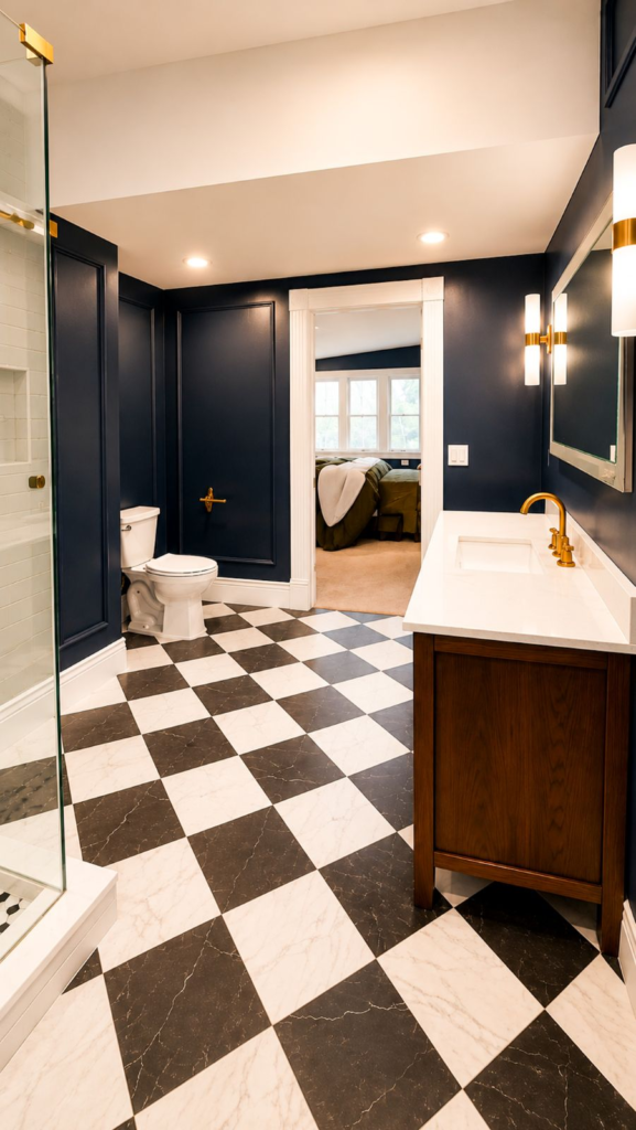 Finished primary bathroom in Redlands by Good Neighbor Construction