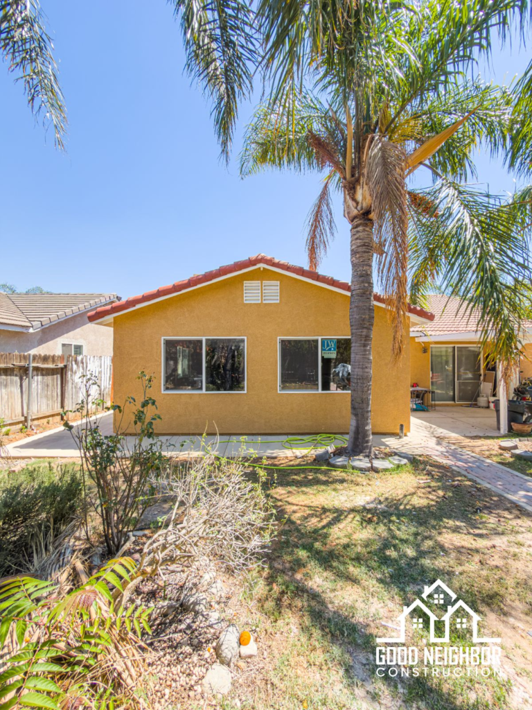 Freshly painted exterior on a completed Good Neighbor Construction project