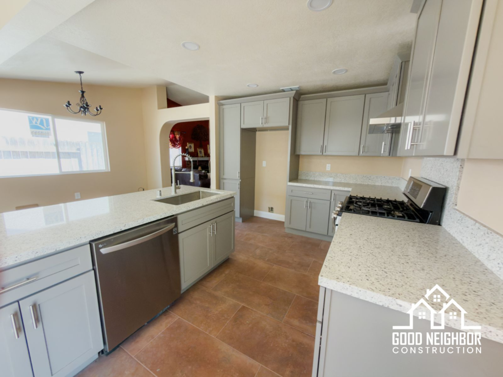 Finished ADU kitchen and living area in Riverside
