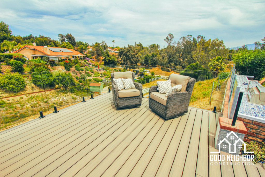 Finished elevated deck in Temecula by Good Neighbor Construction